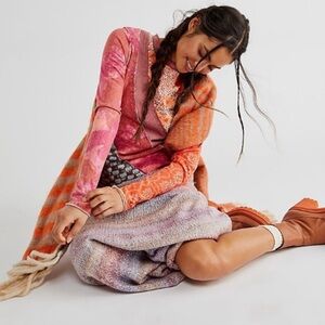 RARE HTF We the Free Weekday Night Tee Checkered Floral Size Large patchwork